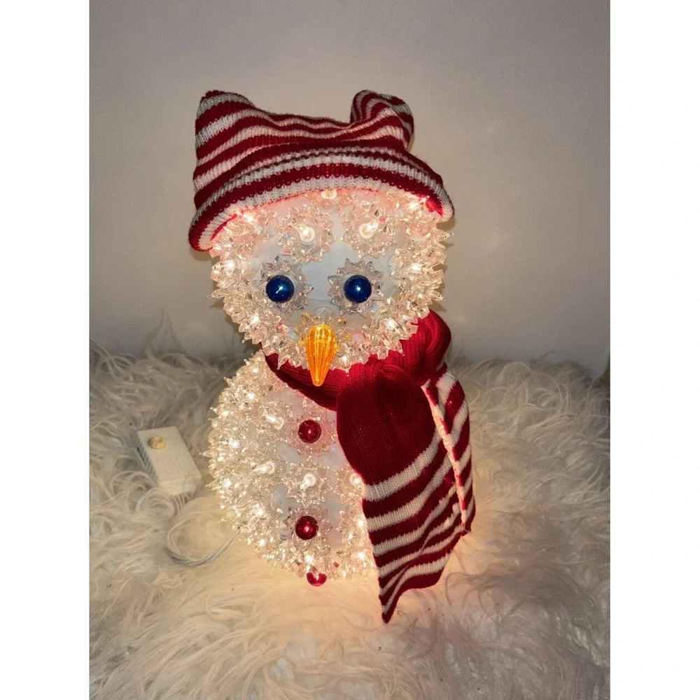 Vintage Snowman Lighted Decoration Atomic Star Burst Shaped Light Covers With